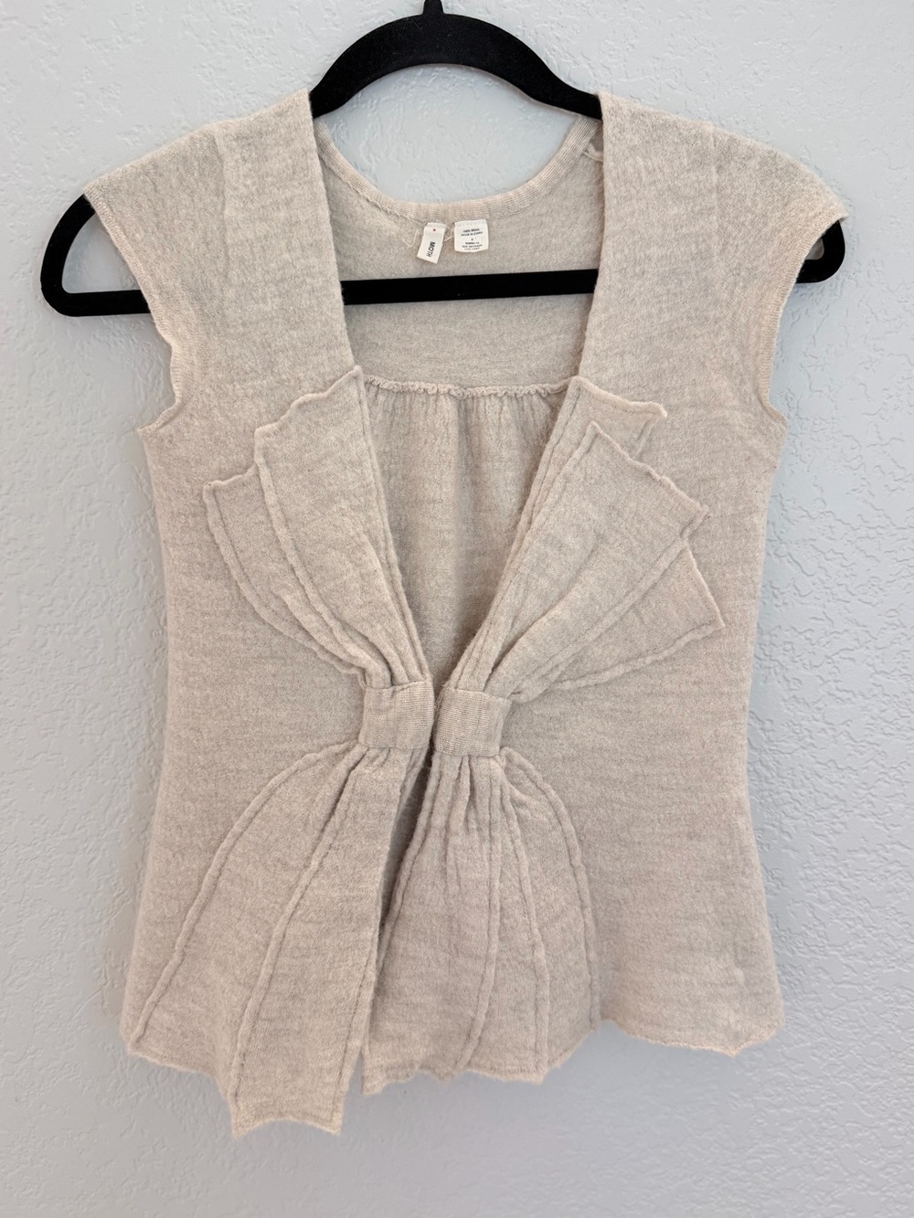 MOTH (Anthropologie) Wool Bow-Front Sleeveless Top — Size S